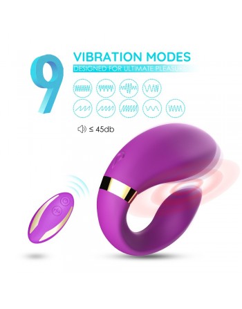 Vibromasseur forme U Violet pour couple avec double moteurs - USK-GZ02PUR