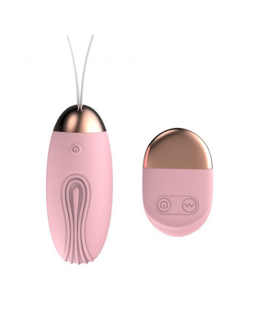 Oeuf vibrant rainuré rose USB avec télécommande - TOD-008PNK