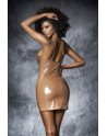 Robe vinyle Wet Look Caramel - MAL4580NUD