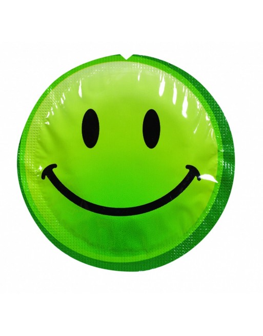 Préservatif lubrifié en latex smiley x 1 couleur aléatoire 54mm - 100EXSS