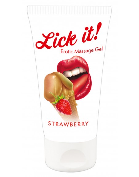 Lubrifiant et gel de massage végétalien comestible goût fraise 50ml - R625736