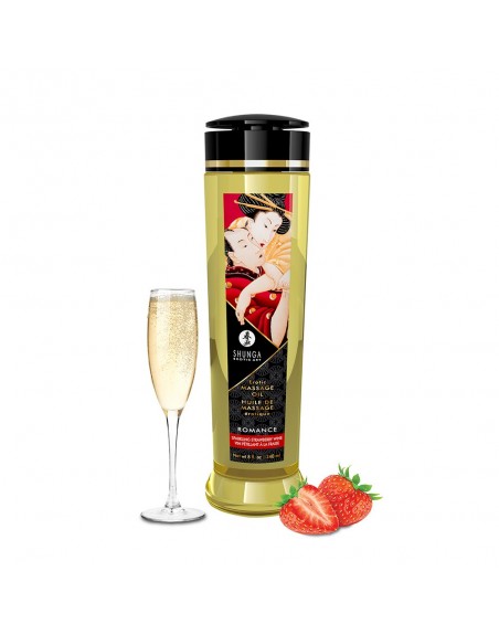 Huile de massage aphrodisiaque fraise vin pétillant 240ml - CC1208