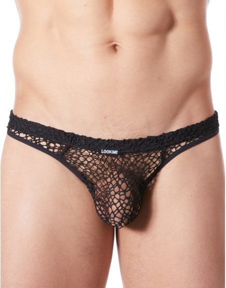 String noir sexy filet irrégulier fétichiste - LM810-57BLK