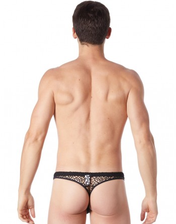 String noir sexy filet irrégulier fétichiste - LM810-57BLK