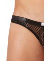 Slip noir filet avec bandes simili cuir - LM911-61MBLK