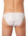 Slip échancré blanc simili cuir finement ajouré - LM811-61WHT