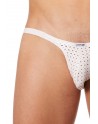 Slip échancré blanc simili cuir finement ajouré - LM811-61WHT