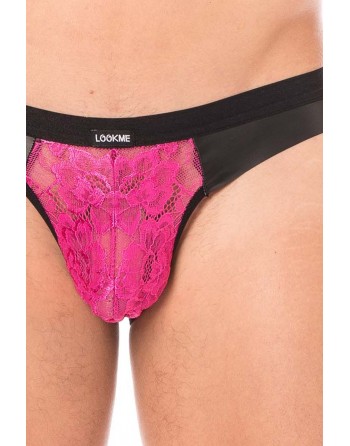 Jock magenta en dentelle et simili cuir - LM2002-27MAG