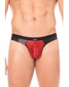 Jock rouge en dentelle et simili cuir - LM2002-27RED