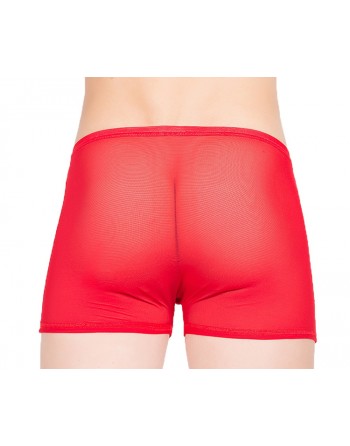 Boxer fine résille rouge - LM92-67RED