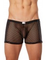 Boxer noir filet avec côtés simili cuir - LM911-67MBLK