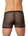 Boxer noir filet avec côtés simili cuir - LM911-67MBLK