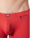 Boxer rouge sexy avec bandes fine résille et déco zippée - LM808-67RED