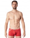 Boxer rouge sexy avec bandes fine résille et déco zippée - LM808-67RED