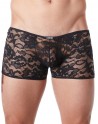 Boxer noir en fine dentelle avec légère transparence - LM706-67BLK