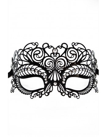 Masque vénitien Giulia rigide noir avec strass