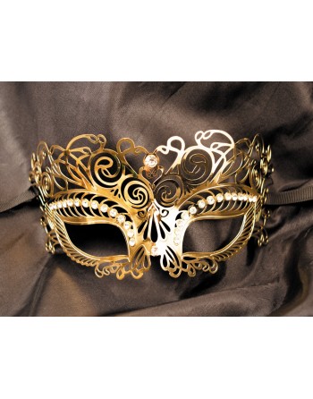 Masque vénitien Giulia rigide doré avec strass