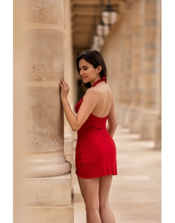 Robe rouge Aurora courte décolleté sexy