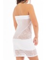 Robe Cocktail Bustier blanche Milena dentelle et fine résille