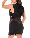 Robe noire sensuelle avec capuche et bandeau poitrine Adriana