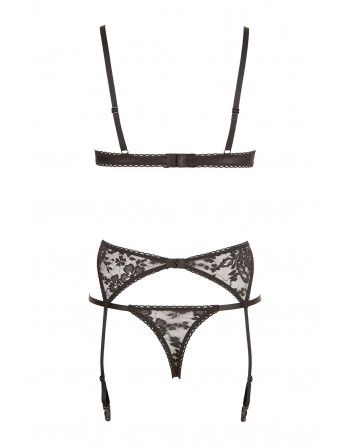 Ensemble sexy trois pièces en dentelle noire - R2210185