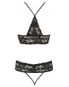 Soutien-gorge en dentelle noire et string ouvert - R2251167